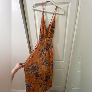 Orange floral maxi dress